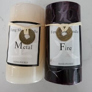 Two hand-poured Feng Shui element candles. New.